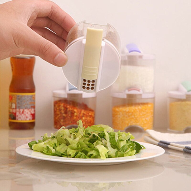 5 st / uppsättning transparent stapelbar kryddburk kök socker salt peppar krydda rack set