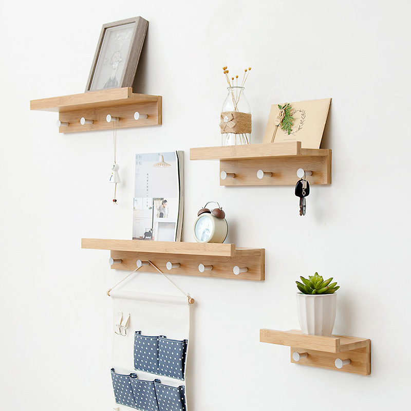 Estante de madera para pared, tablero de partición de hierro para dormitorio, estante de almacenamiento colgante montado en la pared, gancho para decoración del hogar, sala de estar