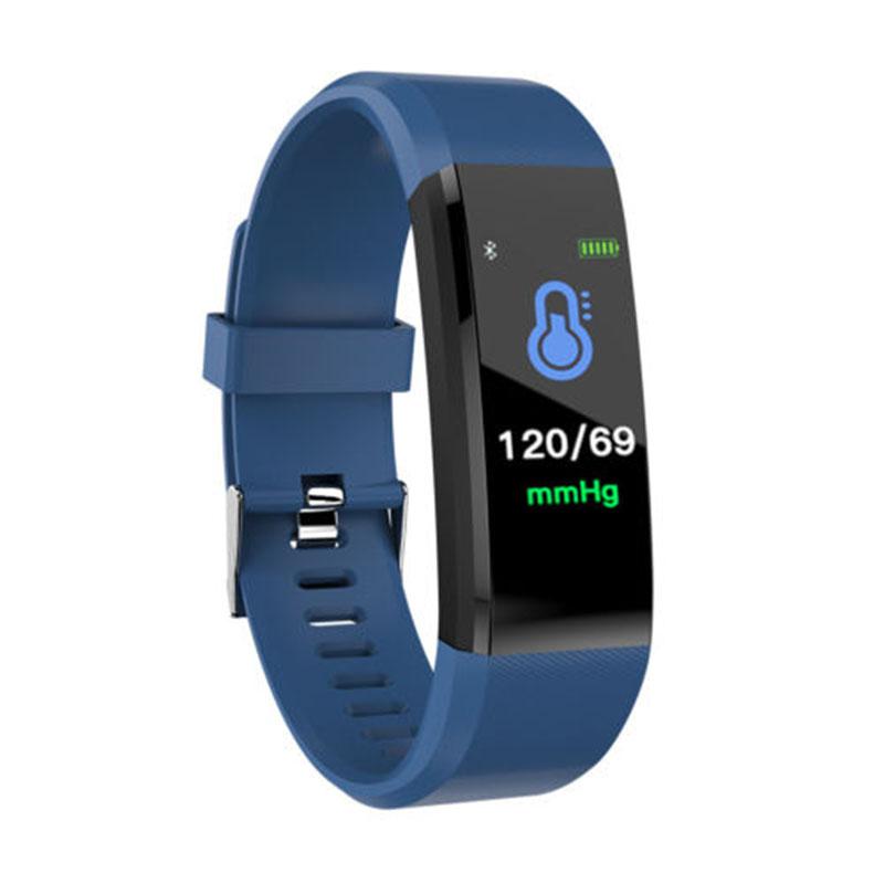 Lintimes lovers dames heren bluetooth smartwatch hartslagmeter bloeddrukmeter fitness tracker armband: Blauw