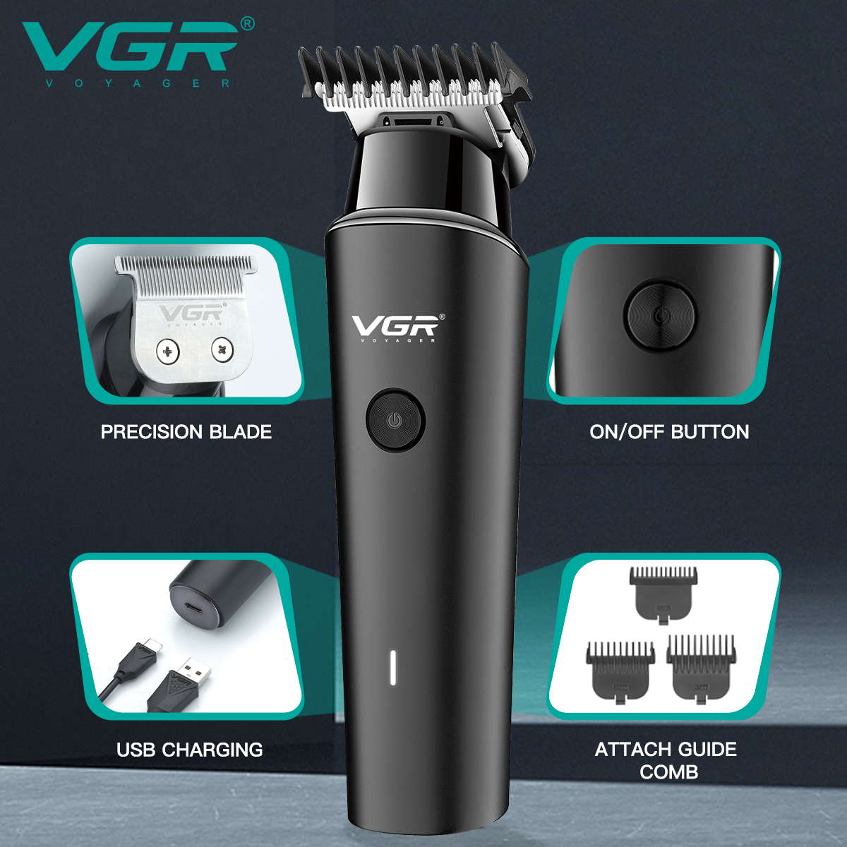 VGR maquina de cortar cabello cortapelos hombre maquina cortar pelo Cortadora de pelo Sin cable Máquina cortadora de pelo Cortadora de pelo Recargable Barbería Máquina de corte cero V-933 V-937