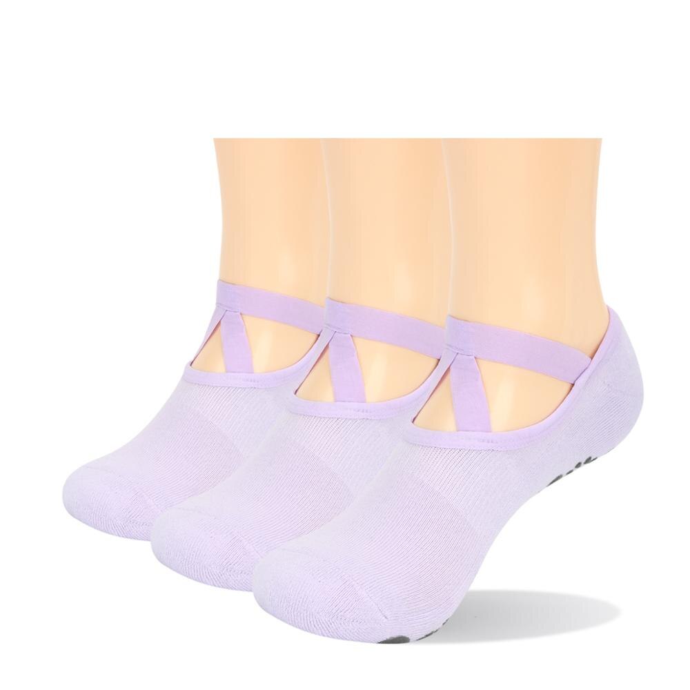 Yuedge 3 paar dames yogasokken met antislip handvatten en bandjes, ideaal voor pilates, barre, ballet, dans, blotevoeten workout yogasokken: 2001p / Xl (us9.5-12.5)