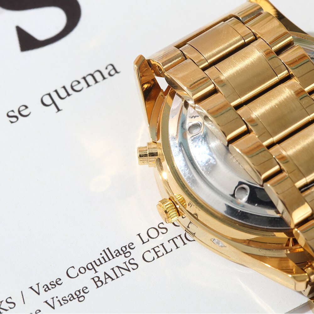 Montre parlante française avec fonction d'alarme, Date et heure parlantes, cadran blanc, fermoir repliable, étiquette du boîtier doré-404
