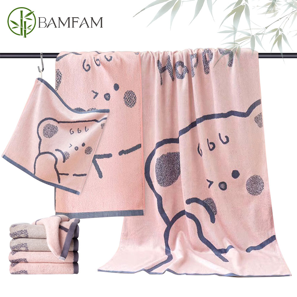 Serviettes en Fiber de bambou, motif ours mignon, serviette pour le visage, serviette de bain pour adultes, Super absorbante, séchage rapide, épaisse, utilisation en salle de bain