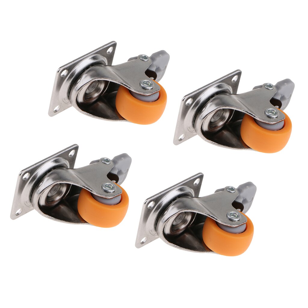 4x Heavy Duty Nylon Castor Wheel Trolley Furniture Worktable Brake Casters 1inch
