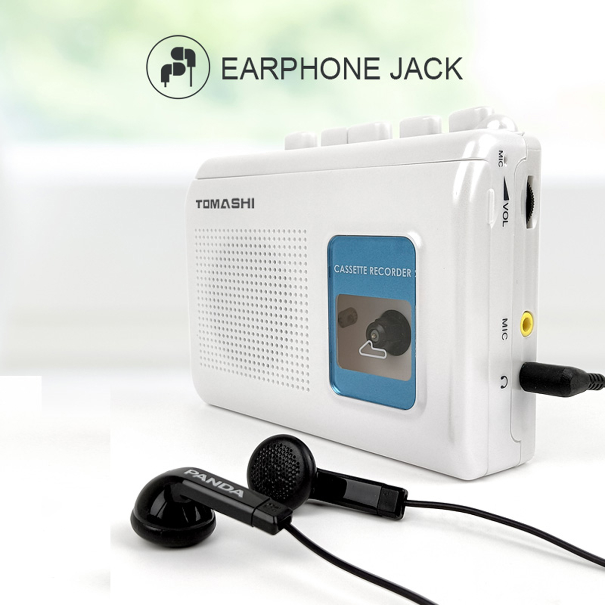TOMASHI Portable Cassette Player Tape Recorder Walkman with Built-in Speaker,Microphone,Headphone Jack, 4.57 x 3.54 x 1.38inch
