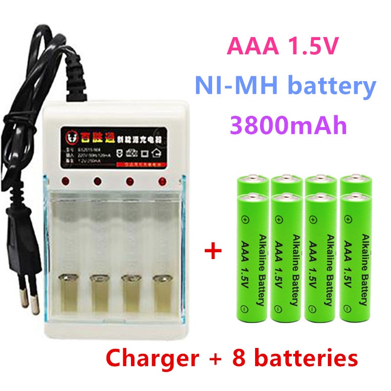 Figh-batería recargable de Ni-MH para juguetes, pilas recargables aa de 1,5 V, 3800mAh, NI MH AAA precargadas, micrófono de cámara y cargador