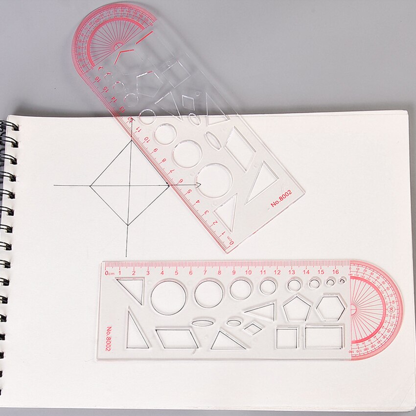 Multi-purpose Drawing Rulers With Protractor Mathematics Geometric Measuring Ruler Drawing Template Geometry Function Ruler