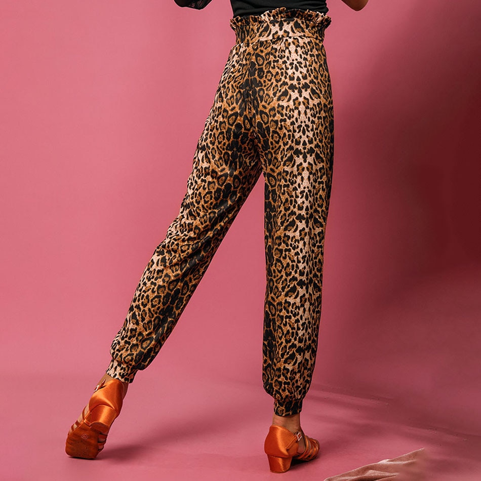 Leopard długi Design dzieci latynoskie spodnie do tańca dziewczyna łacińska taniec majtki praktyka Tango Chacha taniec wydajność L4021
