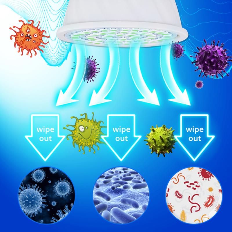 E27 UVC Germicidal Lamp Disinfection Lamp Corn Lamp UV Ultraviolet Ozone Disinfection Lamp 110V/ 220V Dust Mite Sterilizer