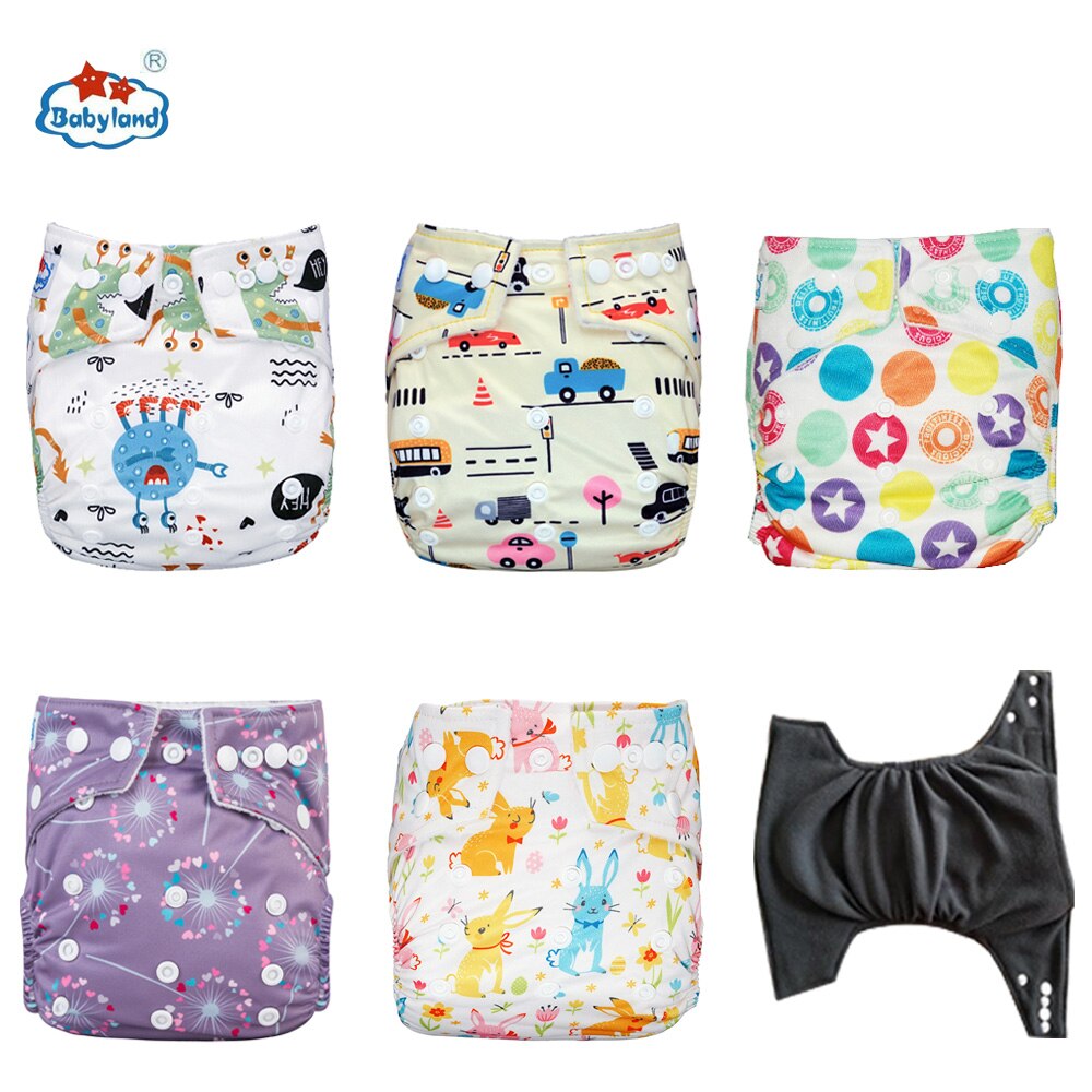 Fralda Ecologica Babyland Eco-Friendly Bamboo Charcoal Diapers 5pcs/set Washable Baby Nappy Pocket Diapers Covers For 3-15KG: Girl F Model