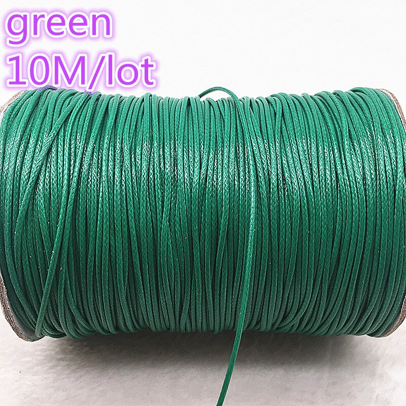 10M Durchmesser 1,0mm Gewachste Baumwolle Schnur Gewachst Gewinde Schnur String Strap Halskette Seil Bead Für Schmuck Machen DIY armband: 06green