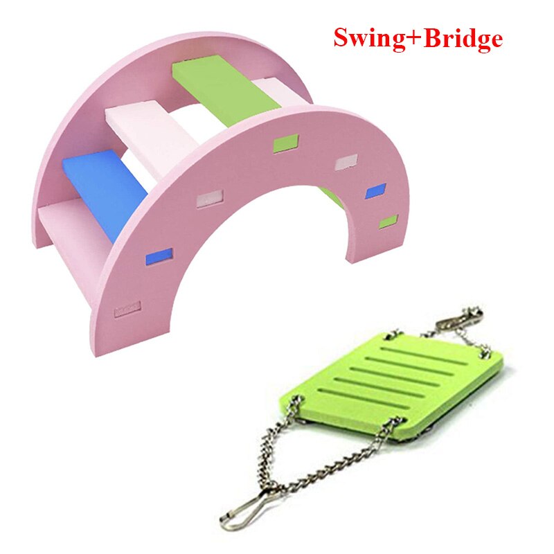 Hamster Play Toys Rainbow Bridge Seesaw Swing Climb Boredom Breaker Small Animal Activity Toy DIY Hamster Cage Accessories: Bridge Swing