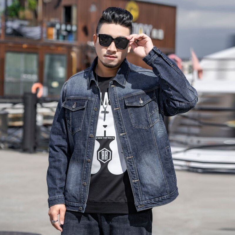 Chaqueta vaquera retro de otoño para hombre, Vestido vaquero informal de talla extra grande, coreana, top ancho, 10x l150 kg