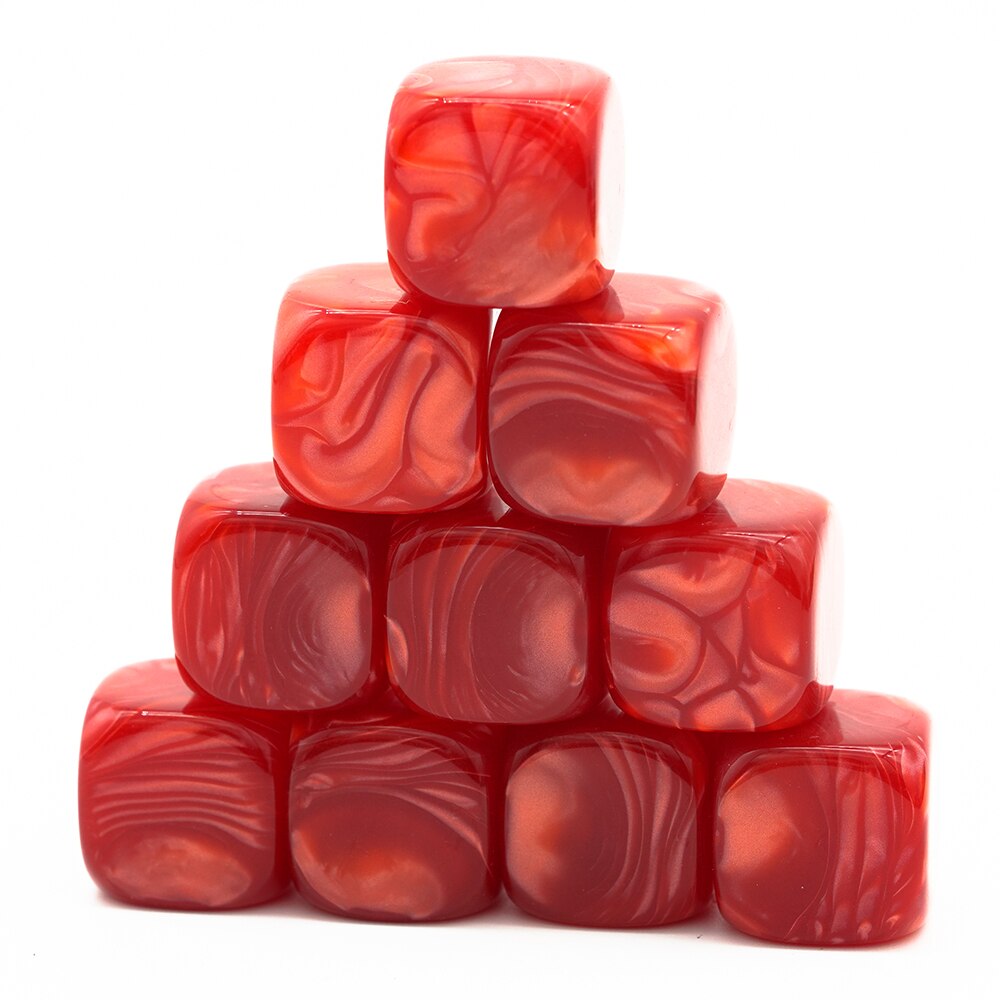 10 pièces dés vierges 16mm dés Standard 6 dés pour jeux de société bricolage dés Cubes d'enseignement: Red