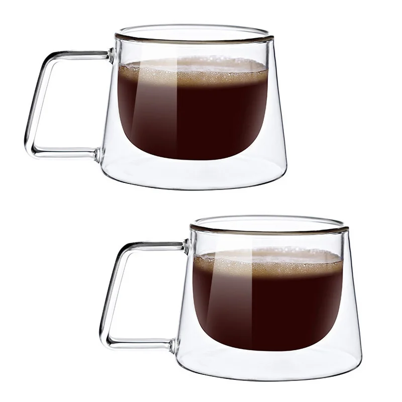 200ml szklany kubek robić kawy z podwójnymi ściankami francuski kreatywny kubek żaroodporny kubek robić Espresso kubek termoizolacyjny zestaw naczyń robić picia herbaty i wody: Czerwony