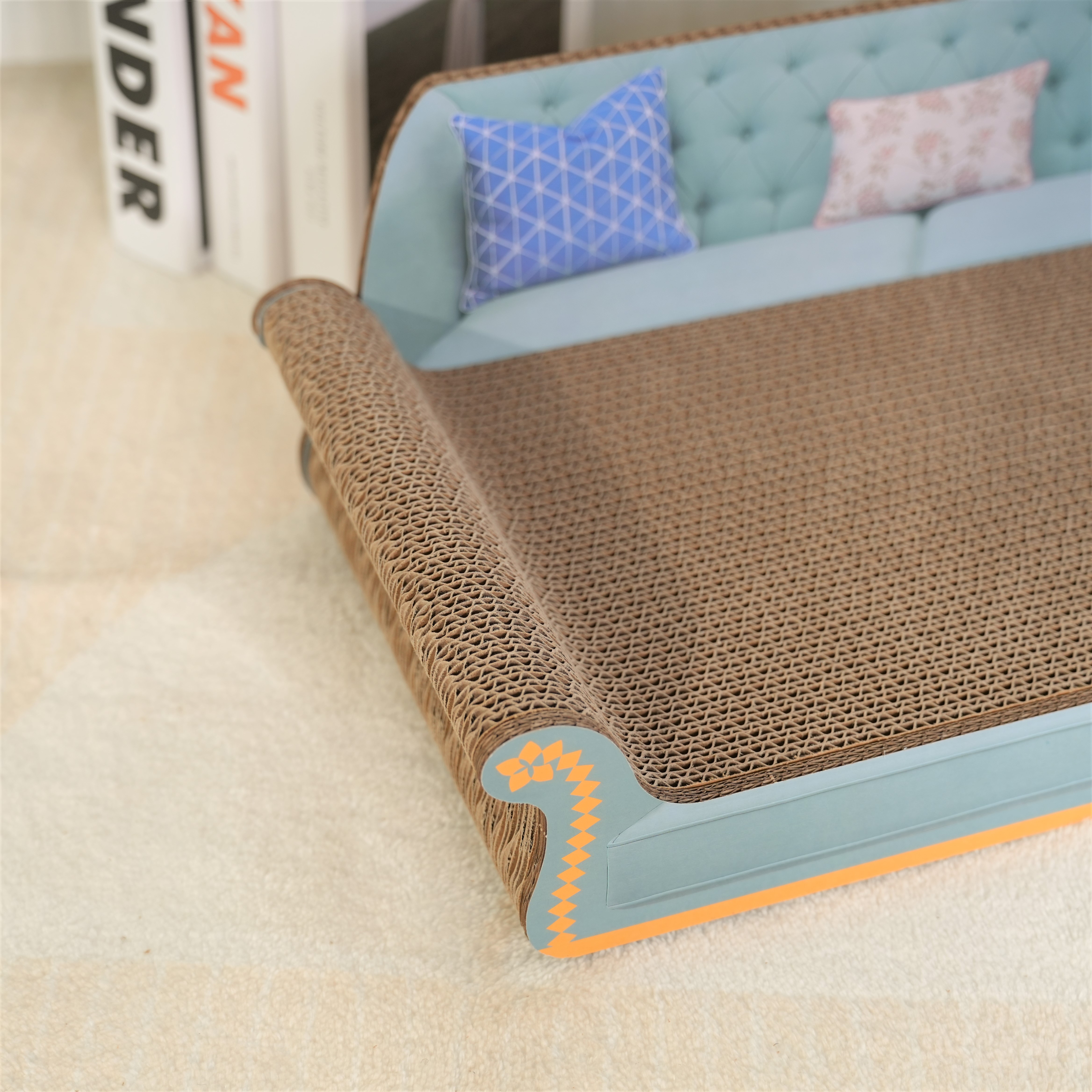 Bankvormig kattenkrabplankbed - 20 inch duurzaam golfkartonnen kat, modern stijlvol kattenbed, bescherm meubilair