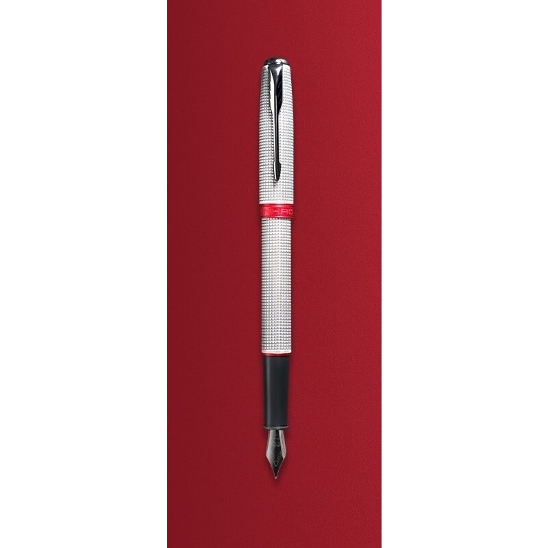 Jinhao [Defiant] Fountain Pen, Red Black Color Copper Barrel, Arrow Clip, Fine Nib, Luxury Business signature School F488: Silver and Red