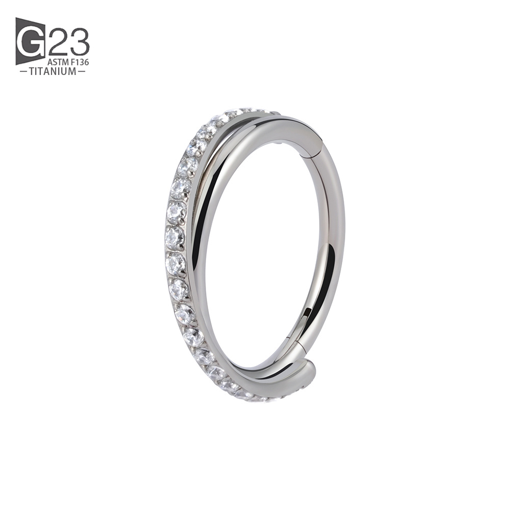 G23 Titanium Implantaat Scharnierende Naadloze Oorbellen Clicker Hoepel Ring Voor Kraakbeen Helix Toren Septum Daith Tragus Schelp: WHITE / Rhodium Plated