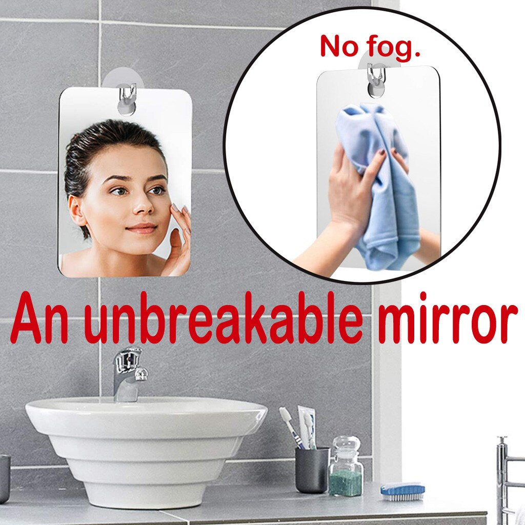 Fog Free Wall Mirror Travel Unbreakable Acrylic Makeup Shaving Mirror Home Shower Makeup Tool Bathroom Accessories #T5P