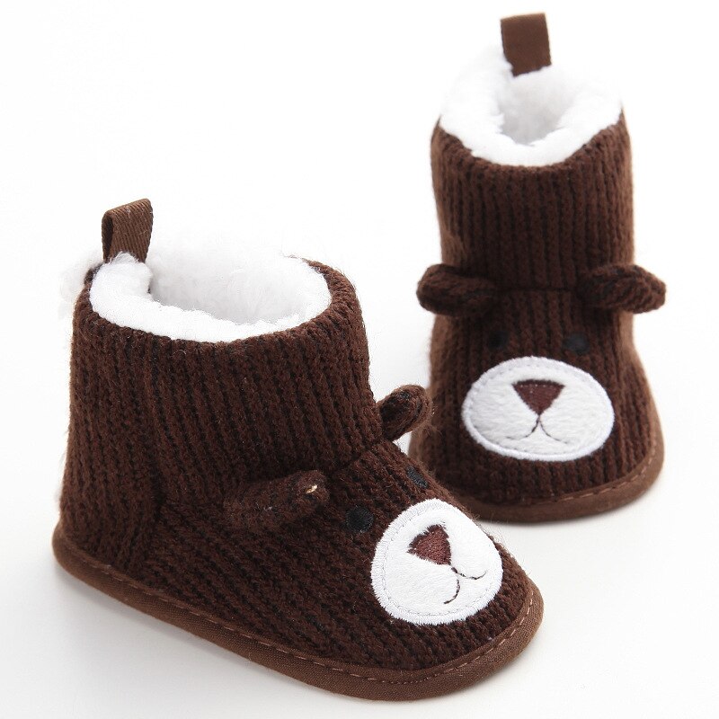 Botas de inverno do bebê infantil da criança recém-nascido bonito dos desenhos animados urso sapatos meninas meninos primeiros caminhantes quente snowfield booties boot: Coffee / 13-18 meses