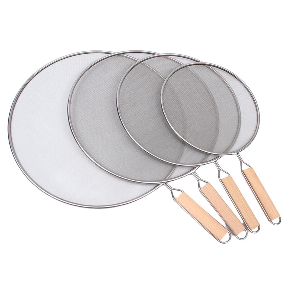 Oil Splatter Screen 21cm/25cm/29cm/33cm Stainless Steel Oil Frying Splatter Pan Lid With Handle Mesh Pot Cover Cook Tools