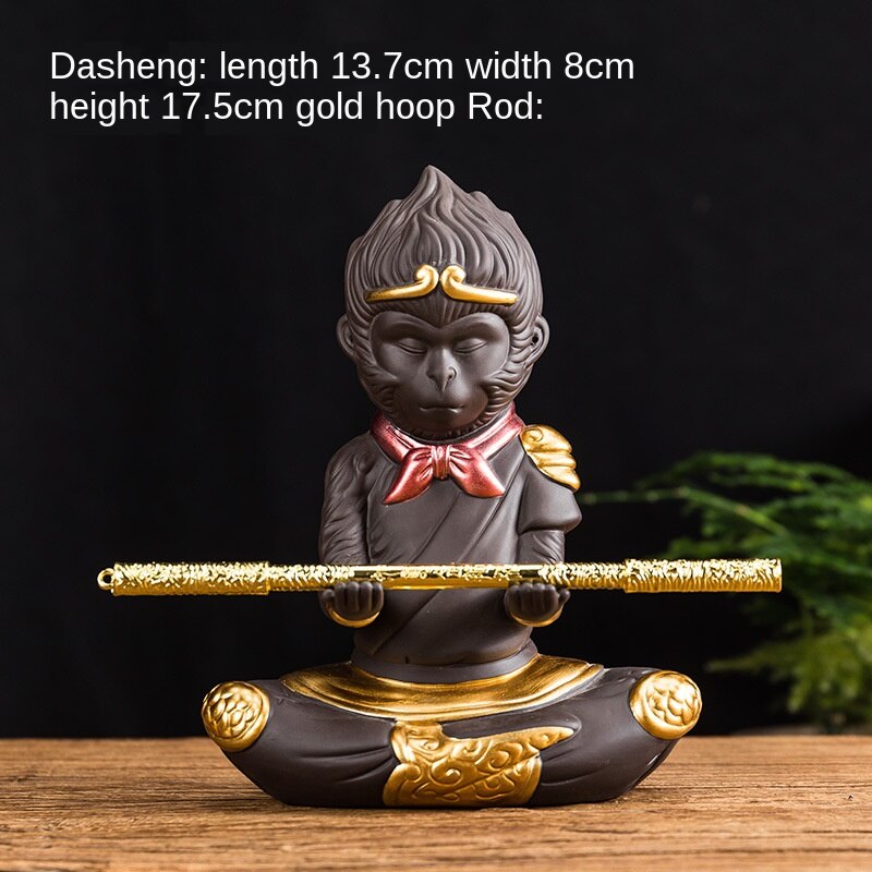 Monkey King Quest for The Sutra-Decoración de mesa de té púrpura, accesorios de estante de té, decoración de Cudgel dorado, té de arcilla para mascotas, ChineseTea: Big Tea pet4