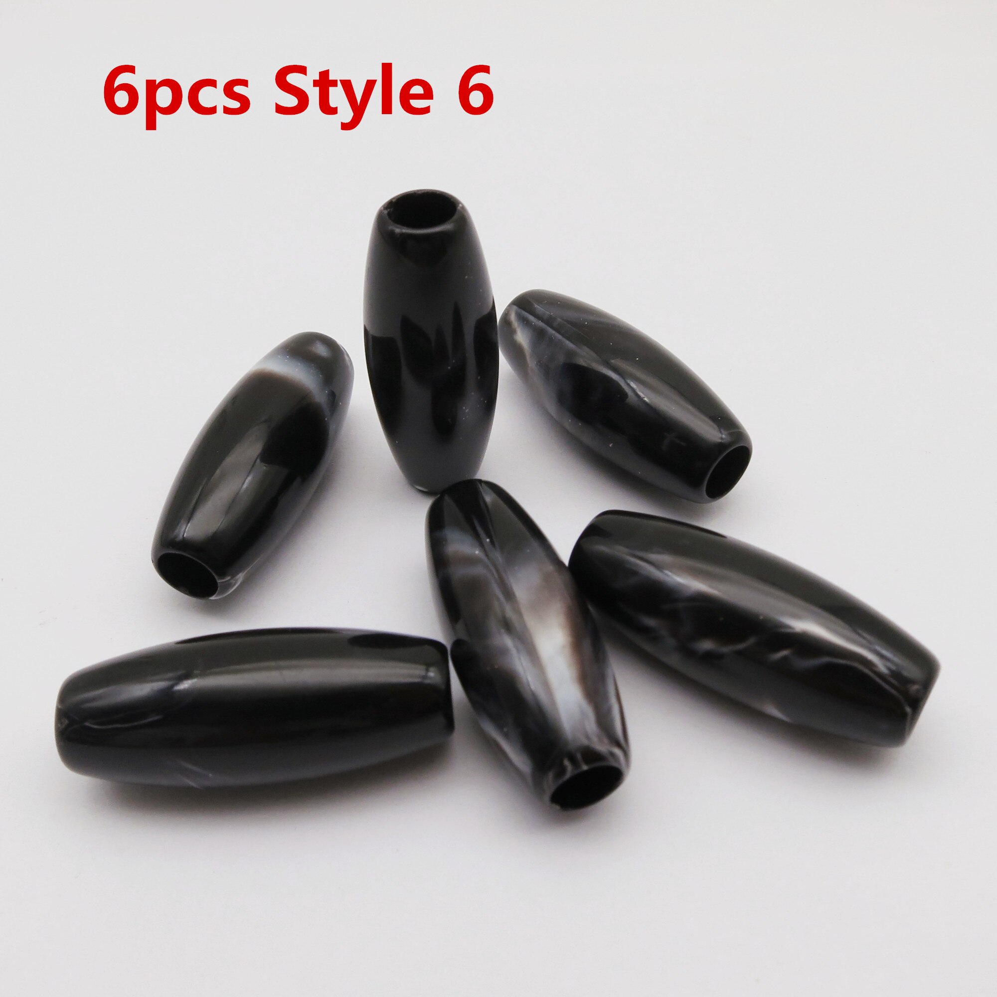 6Pcs/12Pcs Haak Vlechten Acryl Haar Vlecht Dread Baard Dreadlock Kralen Ringen Buis Voor Kinderen Meisjes Vrouwen haar Accessoires: 6pcs Style 6