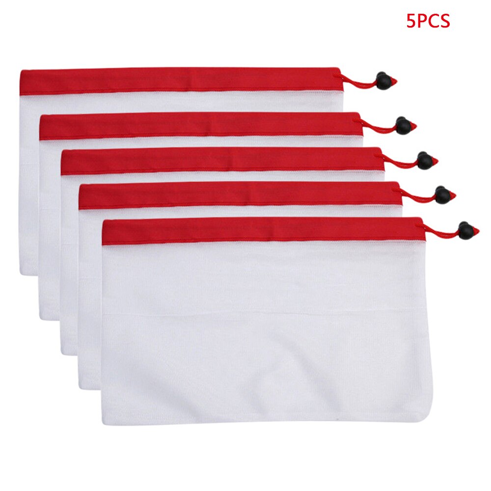 5- pack herbruikbare groente- en fruittassen, zwart touw, gaas, groente- en fruitspeelgoed, opbergzak, gaaszakken: 12 x 8 inch