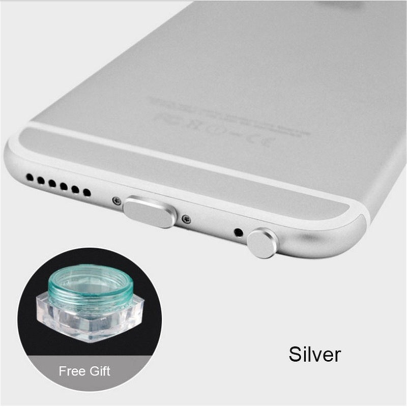 Enchufe de puerto de carga de Metal para iphone 11, 7, 8 plus, accesorios para iphone 11 max pro, xr, xsmax, accesorio: Silver