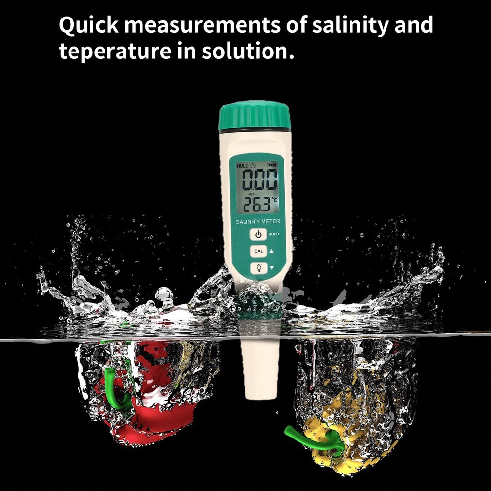 Tragbarer Salzgehaltstester mit LCD-Display AR8012 Wasseranalysegerät für Wasserquellen Überwachung und Aquakultur