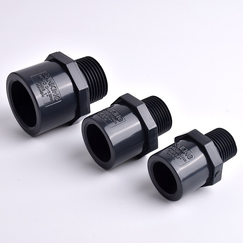 1/2"To 2" Male Thread Straight Connector Aquarium Water Tank UPVC Pipe Quick Equal Joint Garden Irrigation Watering Fittings
