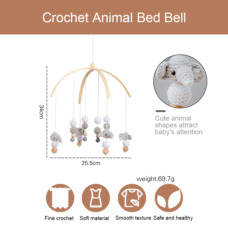 Gehaakte Dier Bed Bel 0 12 Maanden Baby Gym Rammelaar Pasgeboren Supplies Mobiele Bed Speelgoed Baby Interactieve Speelgoed Kinderwagen Decoratie