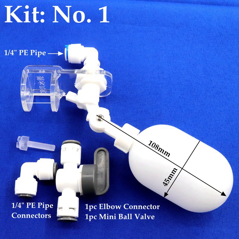 Fish Tank Hydrating Device Kits Automatic Filling Water Floating Ball Valve Aquarium Water Level Control System: black