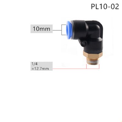 PL Pneumatic connector 4mm-12mm Hose OD 1/8" 1/4" 3/8" 1/2" Male Thread Pneumatic Tube Elbow Connector Tube Air Push In Fitting: PL10-02