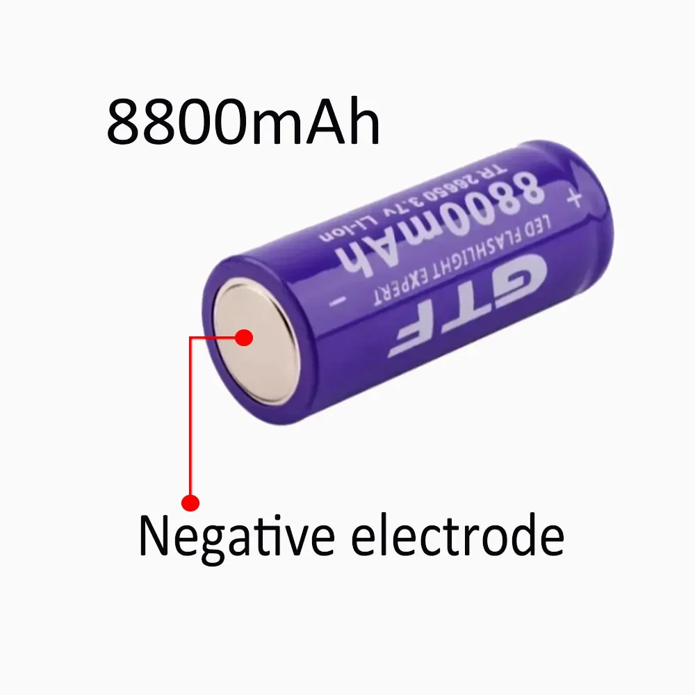 100 % neuer 26650-Akku, 3,7 V, 8800 mAh, wiederaufladbarer Li-Ionen-Akku für LED-Taschenlampe, Li-Ionen-Akku