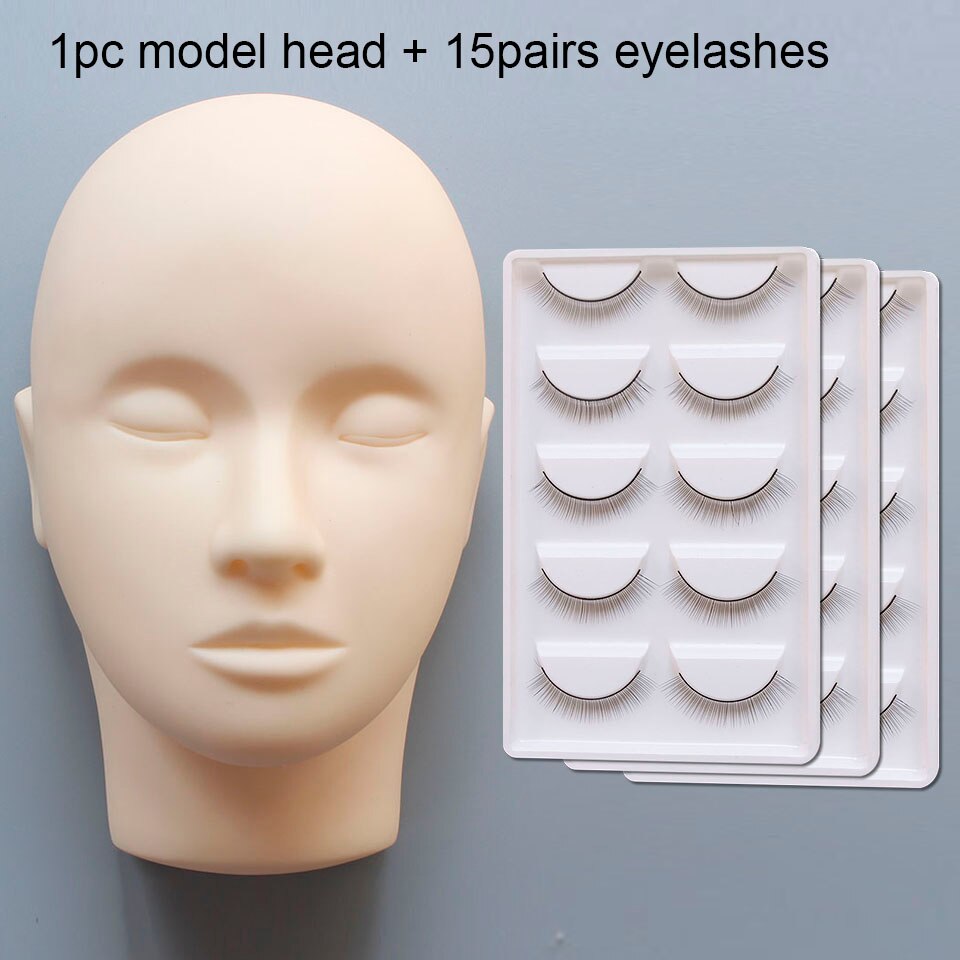 Pro Training Mannequin Platte Kop Praktijk Make Up Wimpers Wimper Extensions, Opleiding Hoofd Oefenpop Kosmetiek Pop Hoofd: 1head and 3boxes