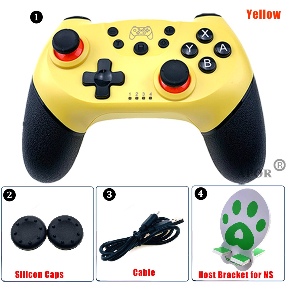 1/2 Pcs Wireless Bluetooth-compati Pro Controller Gamepad Joypad Remote Joystick for Nintend Switch Console Game Accessories: Yellow 1PCS