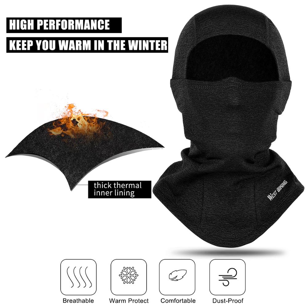 WEST BIKING Winter Sport Cycling Cap Bike Full Face Mask Neck Warmer Men Women Scarf Ski Bicycle Motocycle Fleece Head Cap Hat