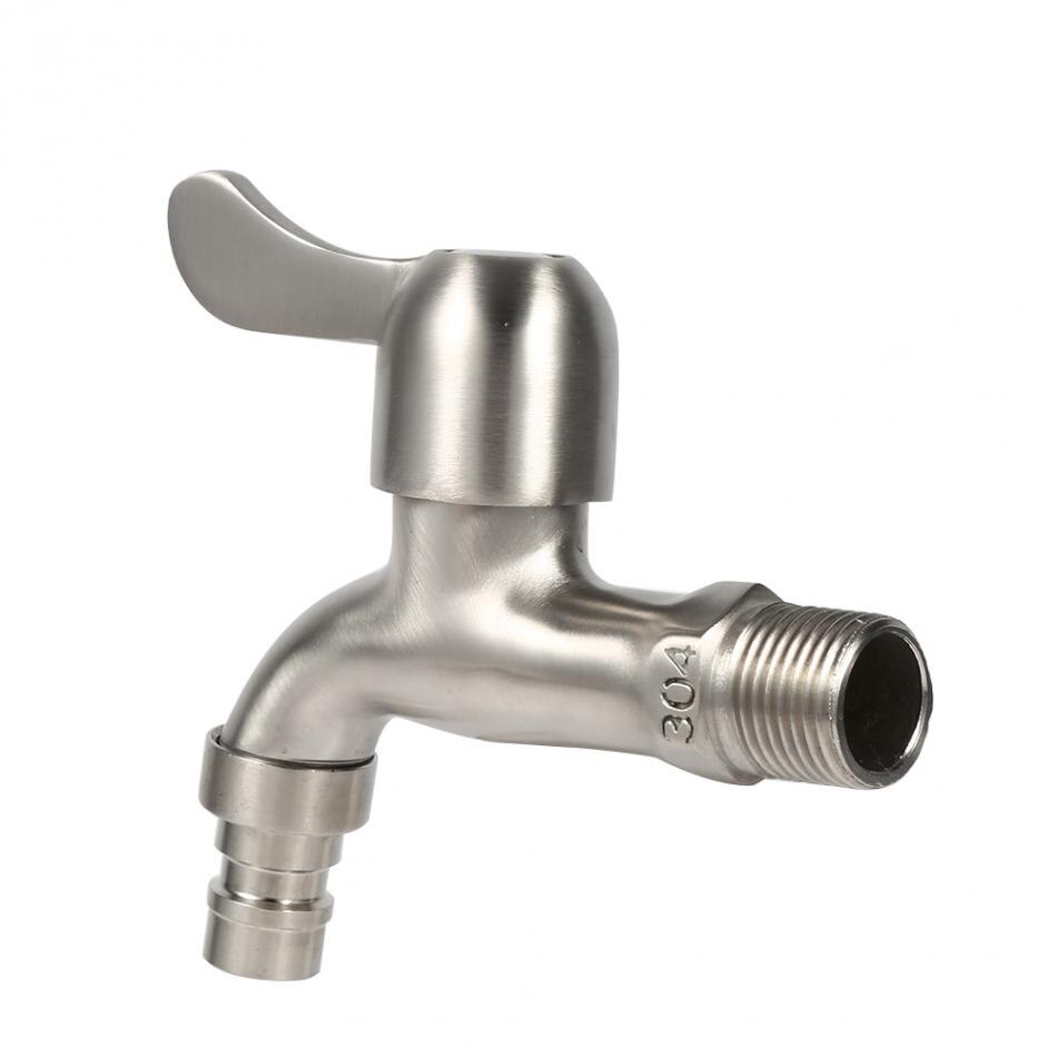 G1/2in Wasmachine Tub Tap Roestvrij Staal Chroom Enkele Koud Water Kraan Wall Mount Outdoor Tuin Kraan (sharp Mond)
