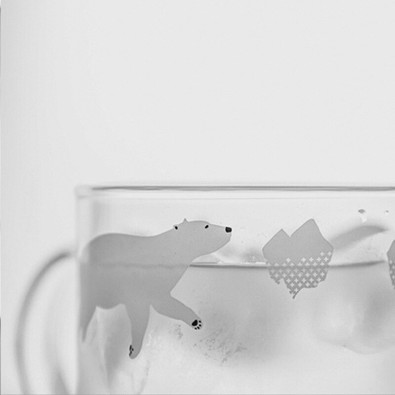 350ml 500ml Kreative Einfache Wasser Tasse Polar- Stil Handgemachte Glas Nette Eisbär Pinguin Becher Kaffee Tasse Kaltes und wärme beständig