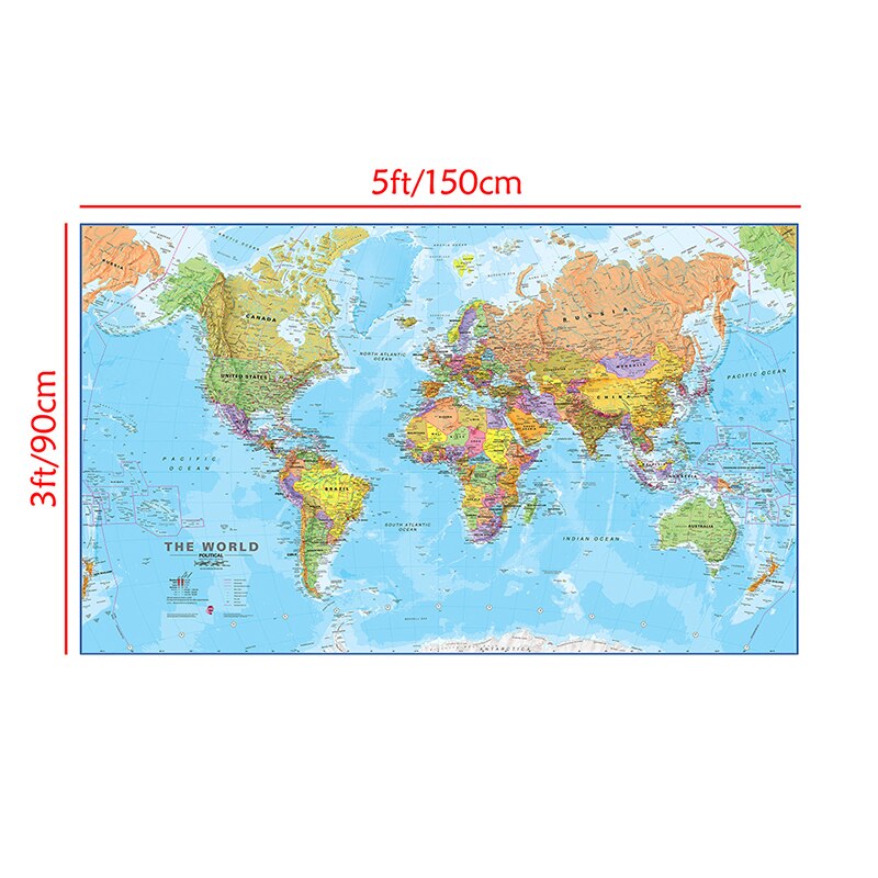 150*90cm World wall map Detailed Poster Non-woven Painting Map of the world wall for Bedroom Home Decoration