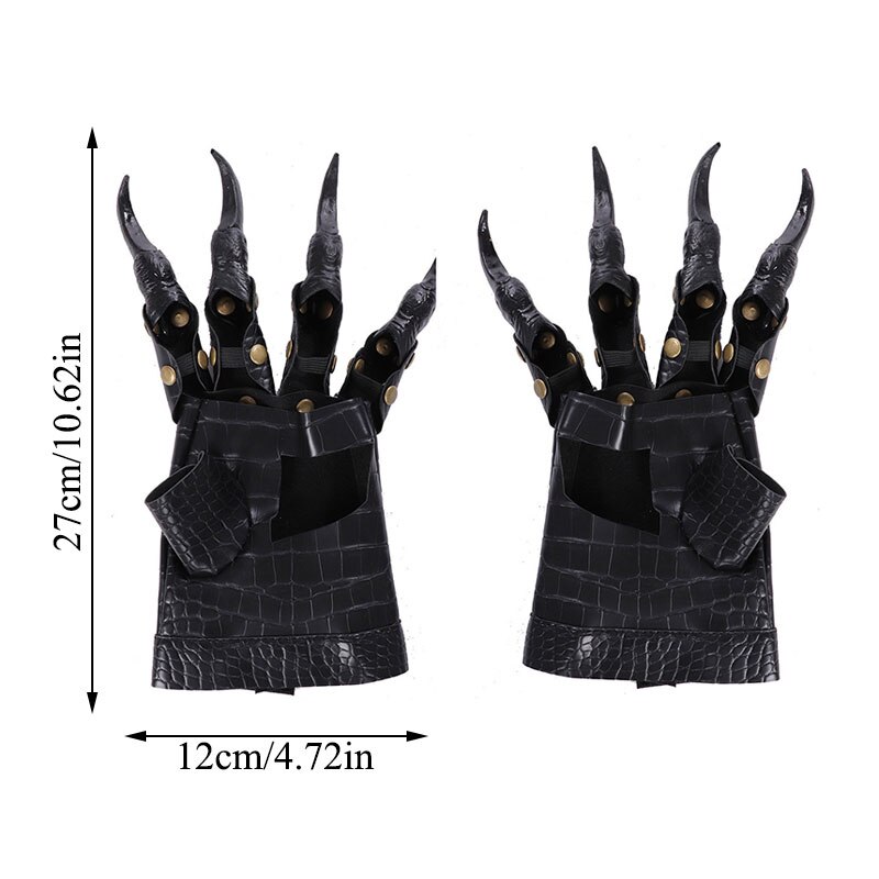 Halloween hansker lange negler hanske kunstlær klohansker fest cosplay kostyme tilbehør metall nagler for barn besatt