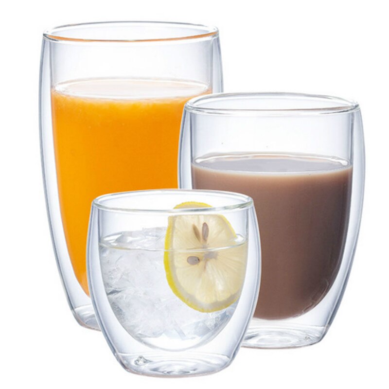 Varmebestandigt glas vandkop dobbelt lag krus med låg drik mælk kaffe juice kopper isoleret kop drikke flaske drikkevarer