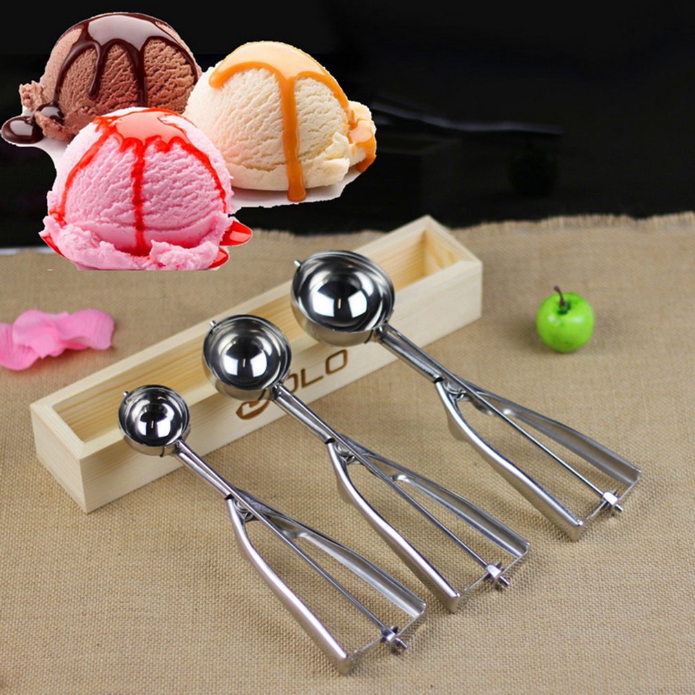 4CM 5CM 6CM Watermelon Ice Cream Scoop Mash Potato Scoop Stainless Steel Non-Stick Anti-Freeze Spoon Handle Kitchen Accessories