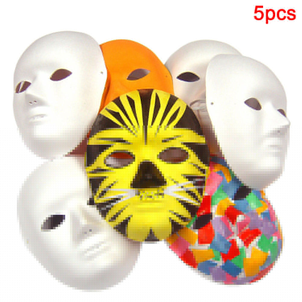 5Pcs Kostuum Mannen Vrouwen Volwassen Cosplay Biologisch Afbreekbaar DIY handgeschilderde Fancy Dress Gezichtsmasker Unpainted Witte Lege Party vlakte