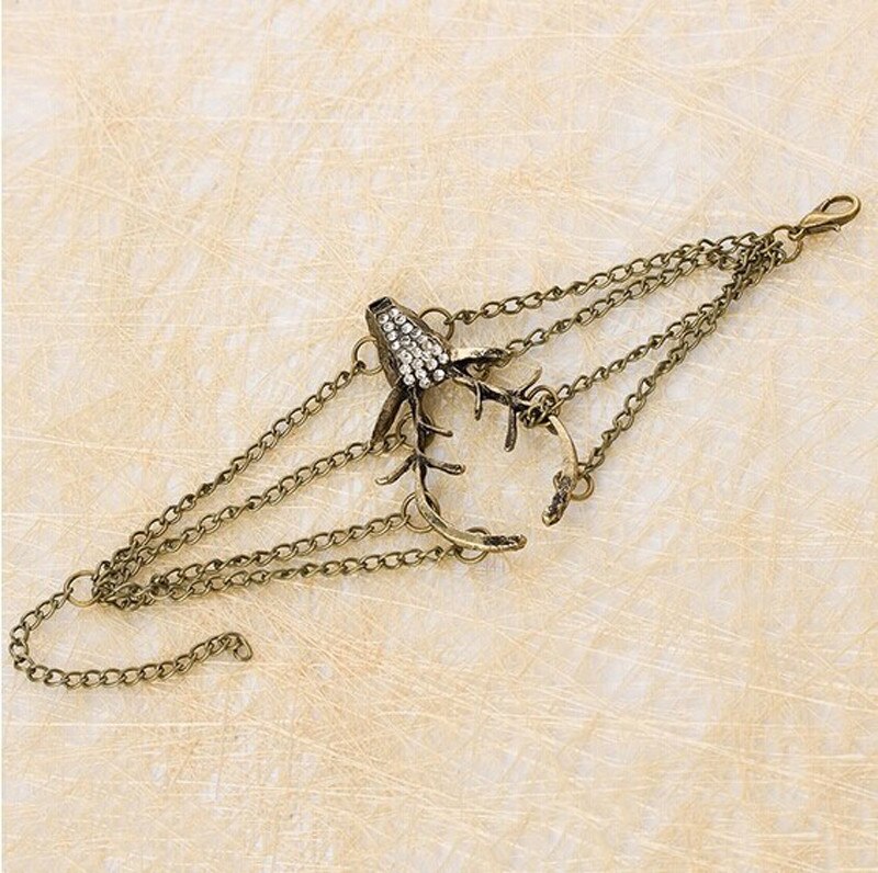 Pulsera de cabeza de ciervo estilo Retro Vintage, pulsera para Mujer, joyería, para Mujer, Pulseras #4j04