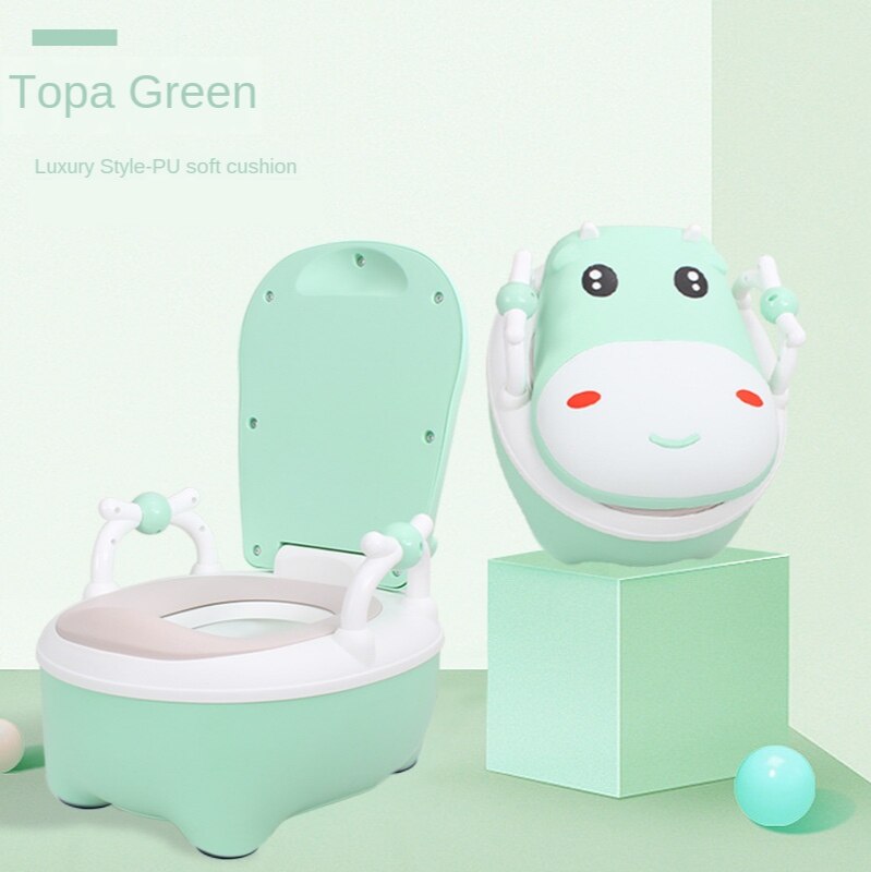 Extra stor tecknad barn toalett toalett baby potty bärbar baby toalett cowspotty träning havs toalett boal resekanna: Grön