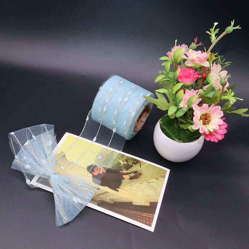 25 yards 6cm kristall tyll rulle organza ren gasväv baby shower favor bröllop bil dekoration fest hem trädgård hantverk leveranser: Ljusblå