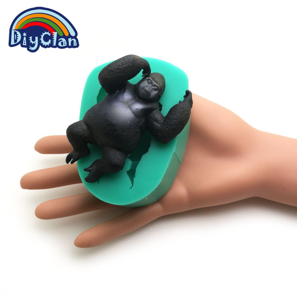 Moldes modeladores de silicone kingkong de chocolate, forma para decoração de bolo, argila de polímero, forma de resina de fondant, estilo animal gorilla f0714jg