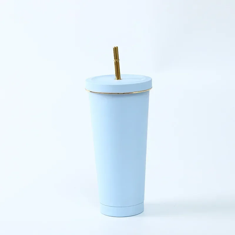 500 750ml Straw Cup With Lid Coffee Reusable Plastic Tumbler Frosted Mug Water Bottle Drinkware Portable Large Capacity Milk Tea: Blue / 500ml